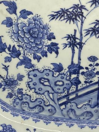 A Fine Antique Chinese Qianlong Blue And White Platter Plate Charger 2