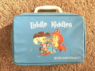 Vintage Liddle Kiddles Blue Vinyl Doll Carrying Case Mattel 1965 Handle Toy Euc