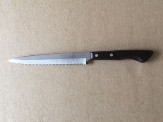 Vintage Ekco Flint Stainless Vanadium Meat Knife,  Wood Handle,  Usa,  10.  5 " Length