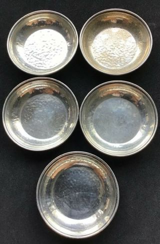 Set 5 Small Sterling Silver Nut Or Bon Bon Dishes Hammered 1502