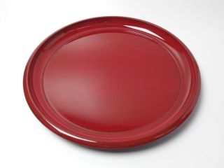 Japanese Antique Vintage Red Lacquer Wood Round Sencha Bon Tea Tray Chacha