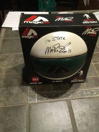 Magic Johnson Signed Magic32 Basketball Rare Michigan State Spartans 33