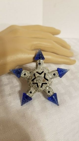 Vintage Christmas Kristal Star Light Bulb Lamp Blue Great C6