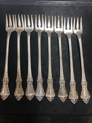 Set Of 8 Afterglow Cocktail Fork By Oneida Sterling Silver 5 - 3/8 Inch