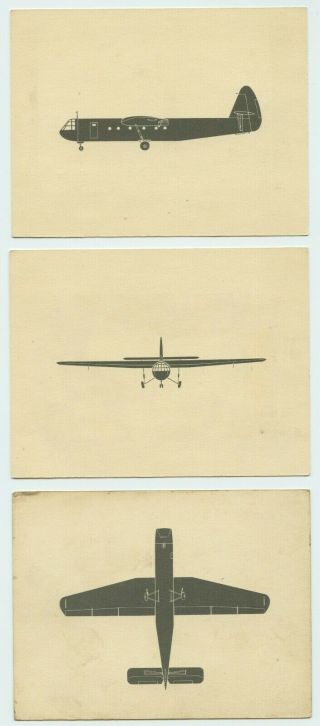 Three Vintage Aircraft Recognition Cards - Horsa 2 Airspeed Glider