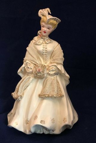 Florence Ceramics Figurine Vintage " Camille " Blonde In White & Gold 8.  5 " H - Per