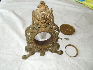 Vintage Antique Cast Iron Windup Mantle Clock Base Art Deco Baroque 3