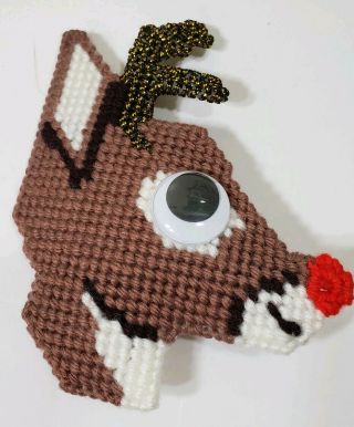 VTG Christmas Rudolph the Red Nose Reindeer Needlepoint Canvas Complete Craft 2