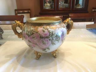 Limoges Of France Porcelain Hand Painted Jardiniere Made By Remy Delinieres & Co
