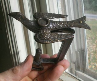 1853 Dated Early Brass Sewing Bird Spring Loaded Clamp Great