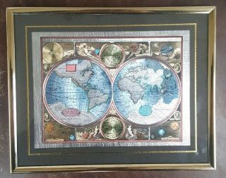 A And Accvrat Map Of The World 1626 Wall Decor Silver Foil Art Frame 10×8