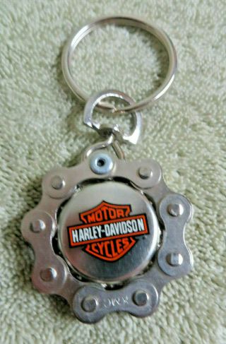 Vintage Harley - Davidson Sprocket & Chain Key Ring And Fob