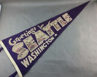 Vintage 29 " Felt Pennant Souvenir From Seattle Washington