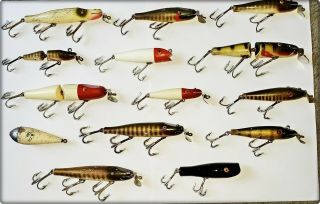 14 Vintage Creek Chub Bait Co Lures In 1930s - 60s