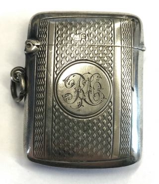 Lovely Antique Solid Silver Vesta Case With Loop