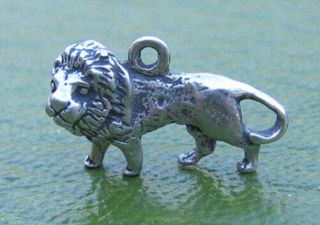 Leo Charm Sterling Silver 3d Vintage Zodiac July August Lion African Cat Cecil