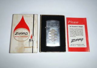 Vintage Zippo Slim Lighter Chrome Finish Made In U.  S.  A.  1975