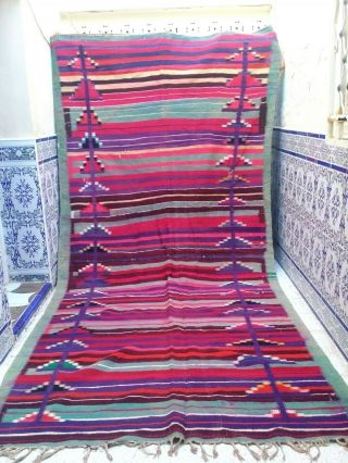 Vintage Moroccan Rug Handmade Kilim Rug Tribal Berber Wool Azilal 12 