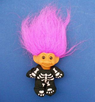 Russ Troll Doll Halloween Vintage Skeleton Figure Costume 3” Pink Hair