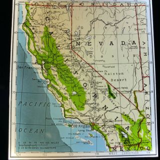 Vtg Keystone Magic Lantern Glass Slide Color Map Of California Nevada