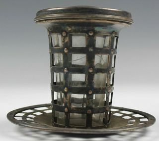 Antique Watson Co.  Arts & Crafts Sterling Silver Tumbler Cage With Lid Nr Bub