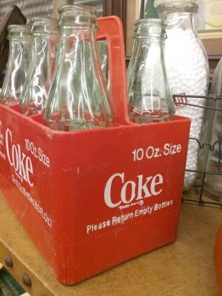 Vintage Coca - Cola Red Plastic 6 Pint Size Bottle Carrier Caddy 2