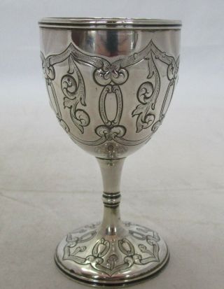 Antique Victorian Sterling Silver Embossed Goblet,  1864,  70 Grams