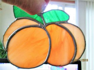 Vintage Orange Pumpkin Colored Glass Sun Catchers Ornament