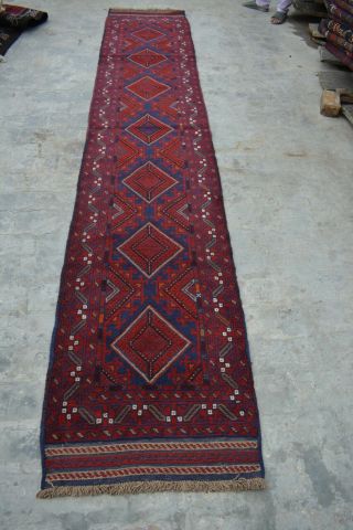 B1568 Vintage Handmade Afghan Tribal Mishwani Hallway Rug Runner / 2 