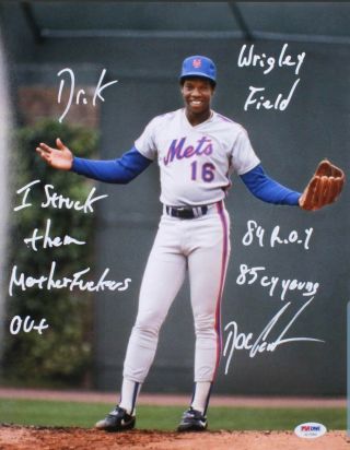 Dwight " Doc " Gooden Signed York Mets 11x14 Photo With Multiple Inscriptions