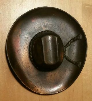 Vintage Copper Brass Cowboy Hat Ashtray With Patina