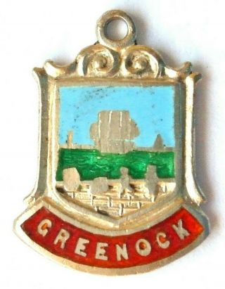 Greenock Charm Vintage Sterling Silver Enamel Travel Shield Charm