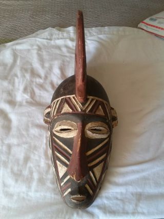 Spectacular Antique African Tribal Carved Wood Wall Sculpture Mask,
