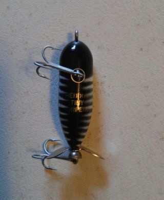 000 Vintage Heddon Tiny Torpedo Black W/ White Backbone Fishing Lure Cond 3