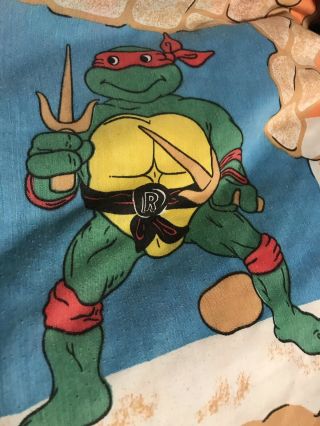 Vintage 1988 Mirage Teenage Mutant Ninja Turtles Twin Sheet Fitted Fabric