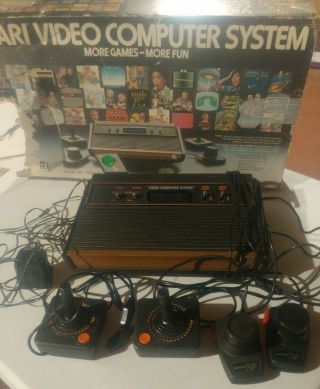 Vintage Atari Cx - 2600 A Wood Grain Video Computer System