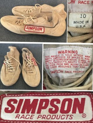 Vintage Simpson Off - White Suede Leather Low Top Racing Shoes Mens Size 10