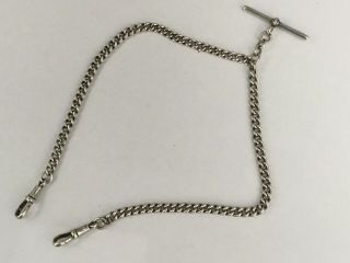Antique Solid Silver Double Sided Pocket Watch Chain,  1916