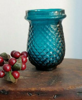 Antique Victorian Christmas Glass Fairy/lantern Light Turquoise Diamond Pat.