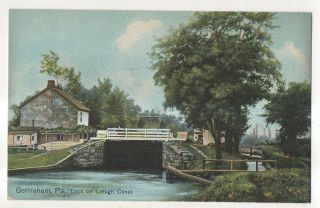 Lock On Lehigh Canal Bethlehem Pa Vintage Pennsylvania Postcard