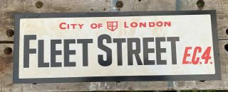 Vintage Fleet Street City Of London Vinyl Street Sign 20 " X 7 "
