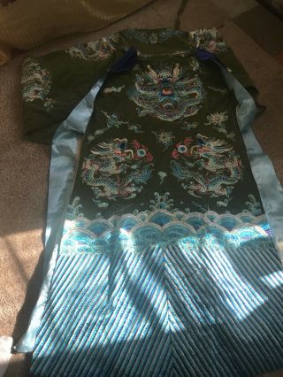 Incredible Antique Chinese Silk Embroidered Wedding Robe Jacket Metallic Thread