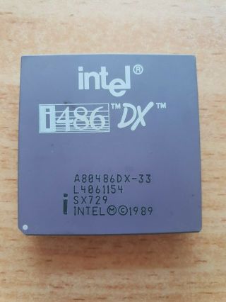 Vintage Intel I486 Dx A80486dx - 33 Sx729 Ceramic Gold Cpu Processor