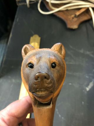 Antique Carved Black Forest Bear Nutcracker,  Glass Eyes.  7.  5 " Long