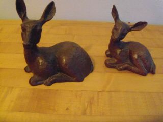 2 - Vintage Cas - Carved Wood And Coal Deer Figurine