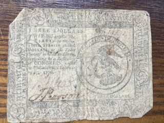 Antique 1776 Continental Currency Note,  Philadelphia
