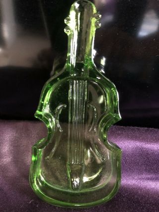 Vintage Green Depression Glass— Violin Shaped Ashtray - 5 1/2” Long