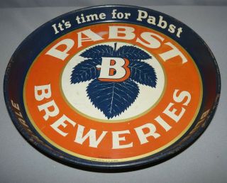 Pabst Breweries Serving Tray Metal Blue Ribbon Beer & Ale Vintage Time For Pabst