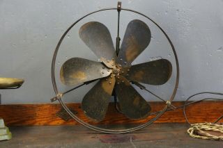 Antique Ge General Electric 6 Brass Blade Fan 16 " Ceiling Industrial Vintage Old