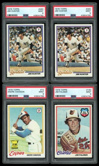 Group Of (9) Assorted 1978 Topps Baseball Cards All Psa 9 All Stars